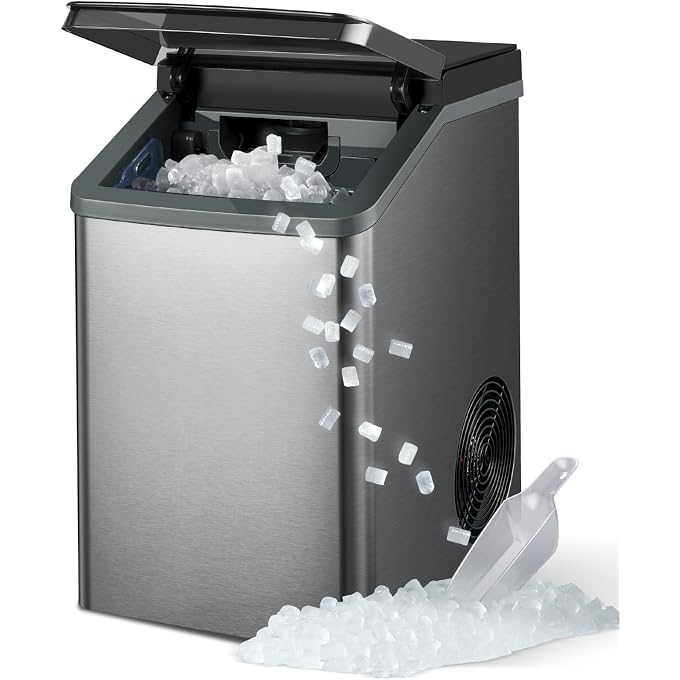 Gevi KNOVA Gemi Nugget Ice Maker, Crushed Ice Makers Countertop with Self-Cleaning, Pellet Ice Machine for Home Kitchen Party, Sleek Stainless Steel Housing (Gray) - Image 1