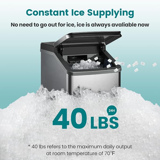 Gevi KNOVA Gemi Nugget Ice Maker, Crushed Ice Makers Countertop with Self-Cleaning, Pellet Ice Machine for Home Kitchen Party, Sleek Stainless Steel Housing (Gray) - Image 3