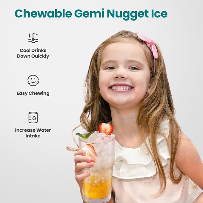Gevi KNOVA Gemi Nugget Ice Maker, Crushed Ice Makers Countertop with Self-Cleaning, Pellet Ice Machine for Home Kitchen Party, Sleek Stainless Steel Housing (Gray) - Image 2