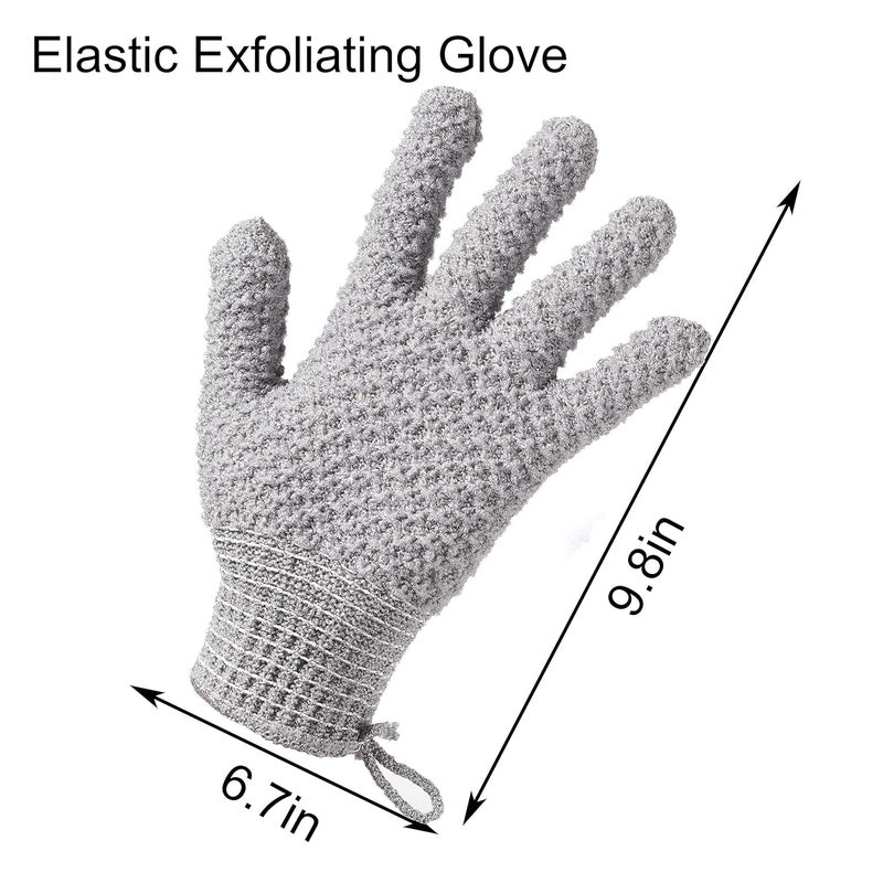 cleedy Bath Exfoliating Gloves - 4 Pcs Lengthened and Large Scrubbing Gloves for Shower, Spa, Massage - Scrub Mitts for Body, Face, Hand and Foot (Black and Gray) - Image 2