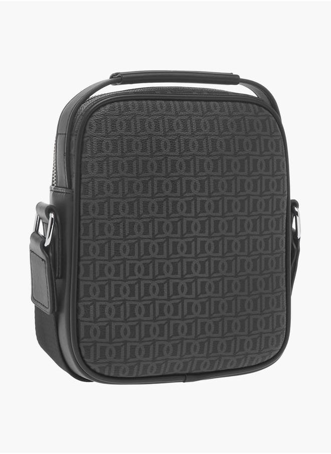 DUCHINI Mens Monogram Print Crossbody Bag With Zip Closure And Adjustable Strap  - Image 3