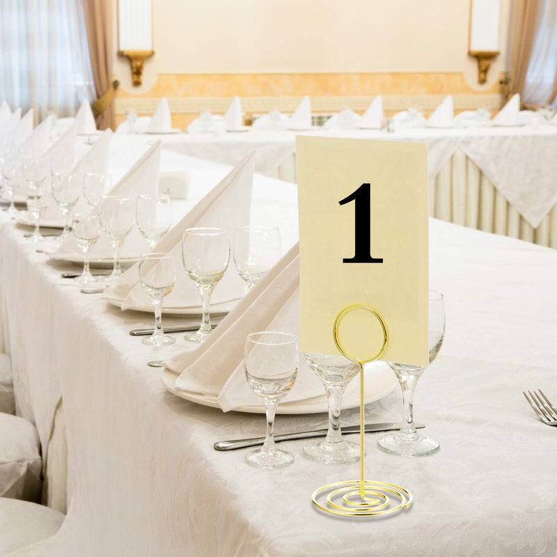 TecUnite TecUnite 3.35 Inch Gold Table Number Holder Wire Place Card Holder Photo Picture Name Menu Clips Memo Note Cards Stand for Wedding Reception Anniversary Birthday Party Centerpieces(24 Pieces)  - Image 2