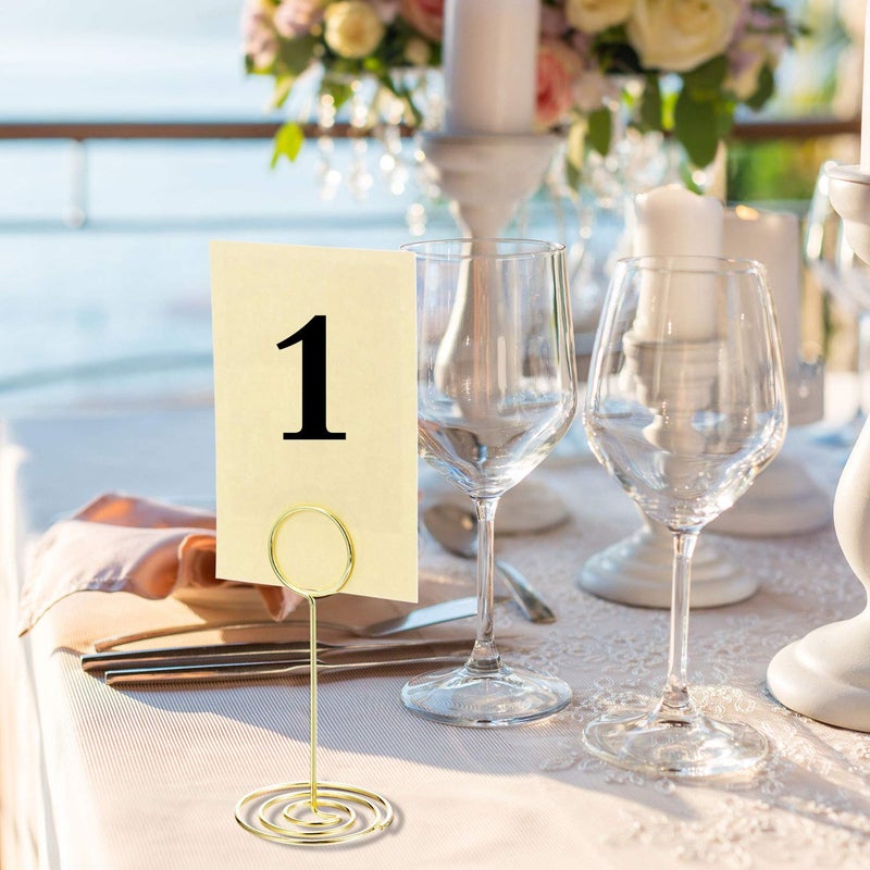 TecUnite TecUnite 3.35 Inch Gold Table Number Holder Wire Place Card Holder Photo Picture Name Menu Clips Memo Note Cards Stand for Wedding Reception Anniversary Birthday Party Centerpieces(24 Pieces)  - Image 3