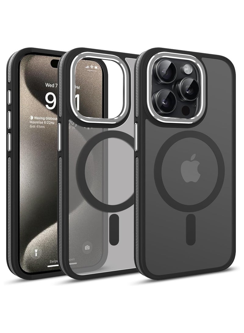 Magnetic Case Compatible with MagSafe Translucent Matte Shockproof Women Men Girl Protective Case Cover for iPhone 15 Pro Max 6.7 (Black)  - Image 1