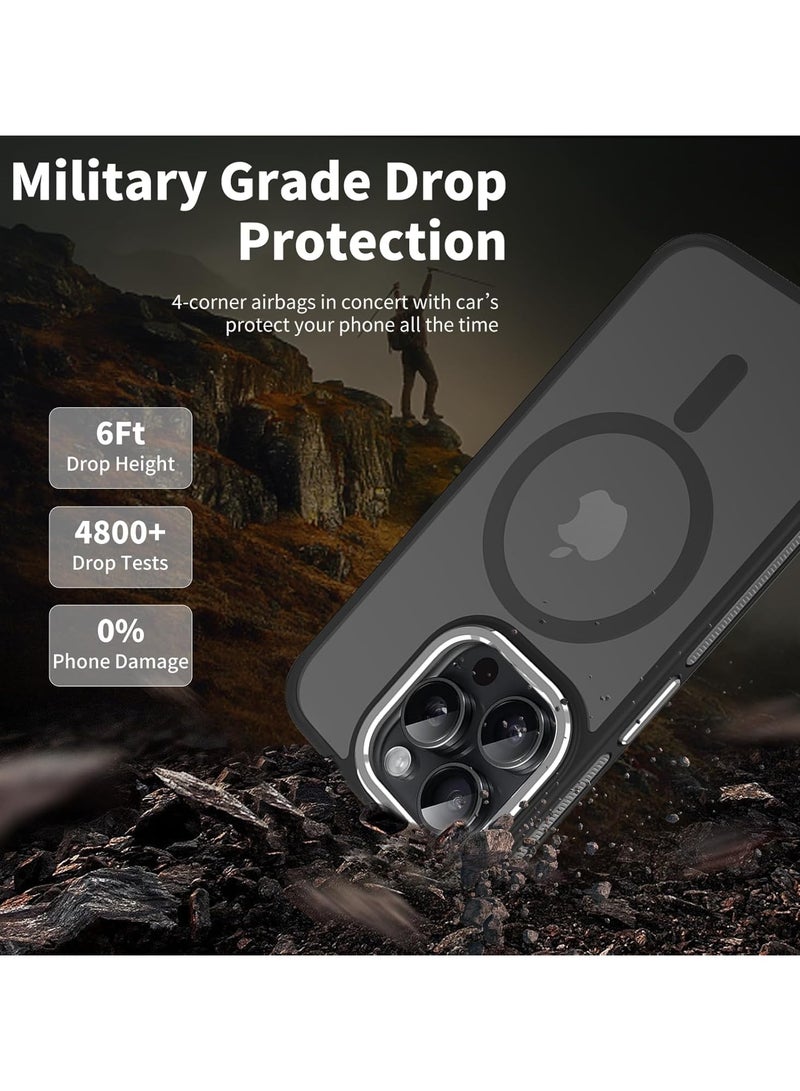 Magnetic Case Compatible with MagSafe Translucent Matte Shockproof Women Men Girl Protective Case Cover for iPhone 15 Pro Max 6.7 (Black)  - Image 2