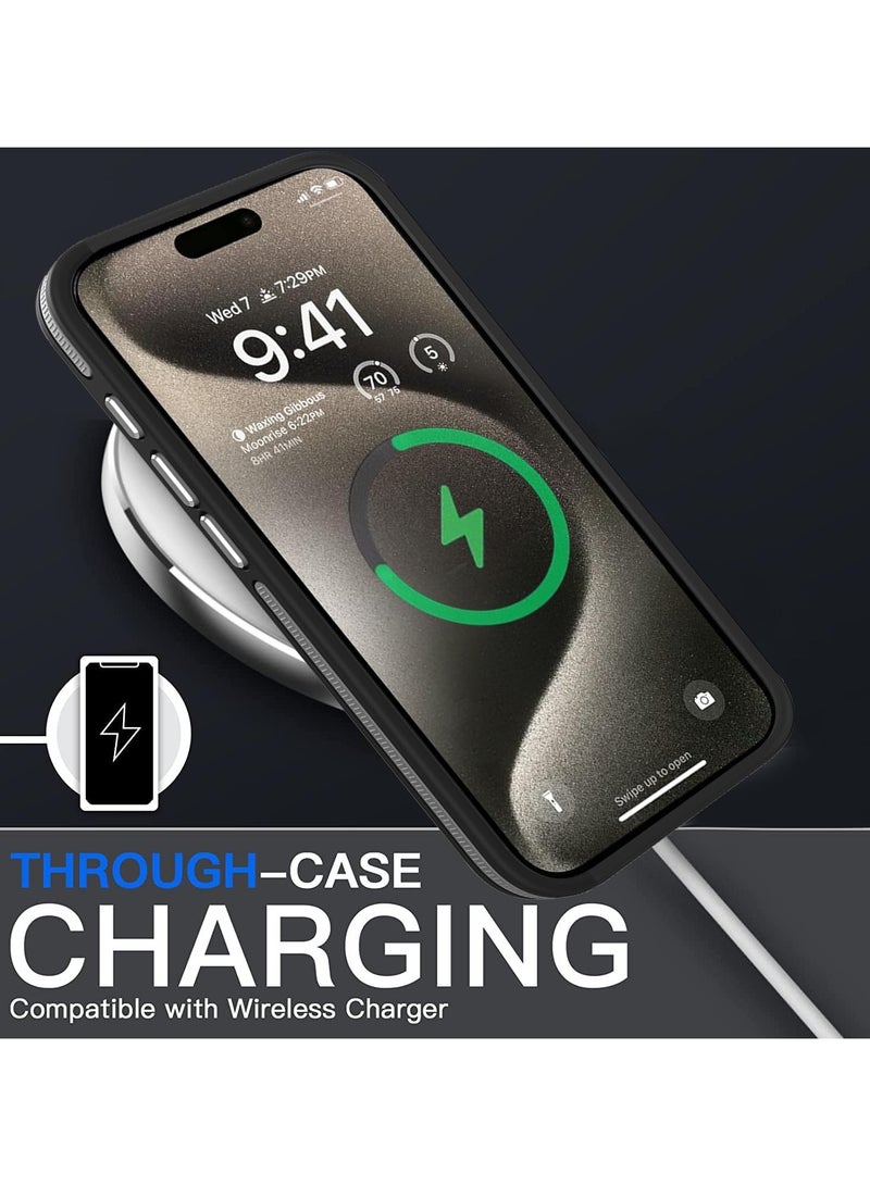 Magnetic Case Compatible with MagSafe Translucent Matte Shockproof Women Men Girl Protective Case Cover for iPhone 15 Pro Max 6.7 (Black)  - Image 4