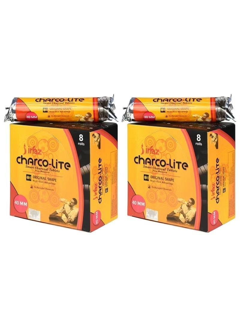 irfaz (Pack Of 2 ) Irfaz Charco-Lite Charcoal- Smart Charcoal Tablets-Bakhoor 40 mm- 160 Pcs (16 Rolls) - Image 1