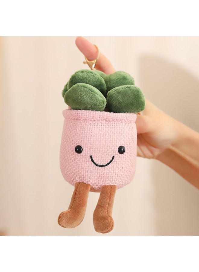 Simulation Fleshy Potted Plush Toy Pendant Tulip Green Plant Cake Doll Grasping Machine Doll Doll Keychain-Specifications:16cm-Color:Pink Succulent - Image 1