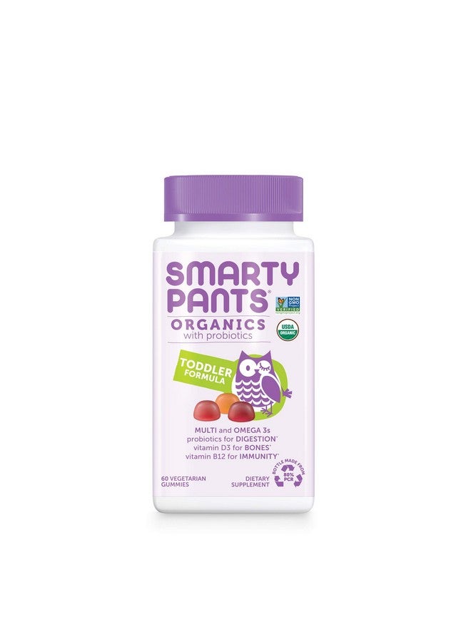 SmartyPants Organic Toddler Multivitamin Daily Gummy Vitamins: Probiotics Vitamin C D3 Zinc & B12 For Immune Support Energy & Digestive Health Fruit Flavor 60 Gummies 30 Day Supply - Image 2