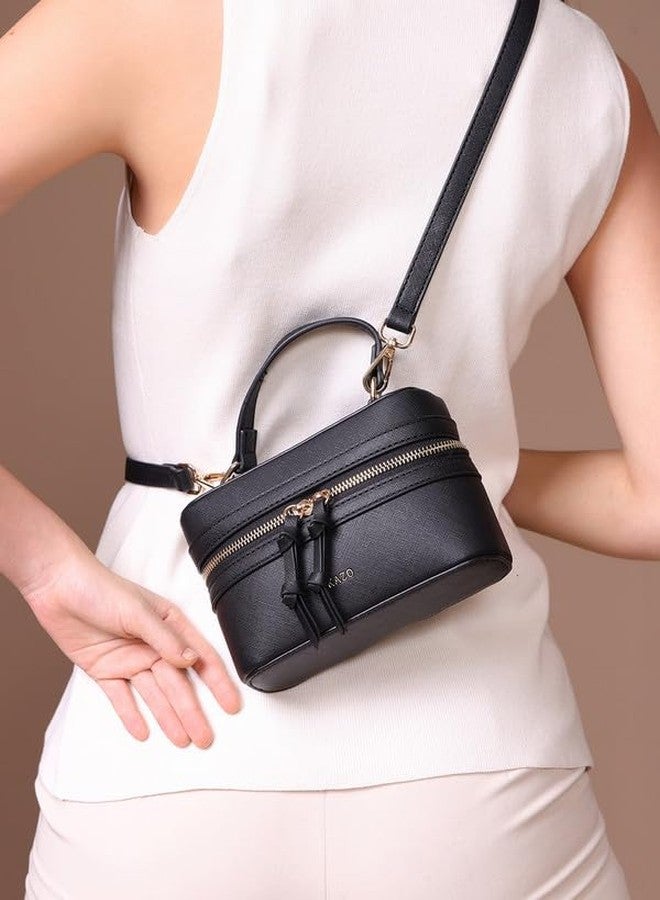Kazo Zuko Sling | Premium Faux Leather Handbag for Women | Modern Vanity-Inspired Box Bag | Black - Image 2