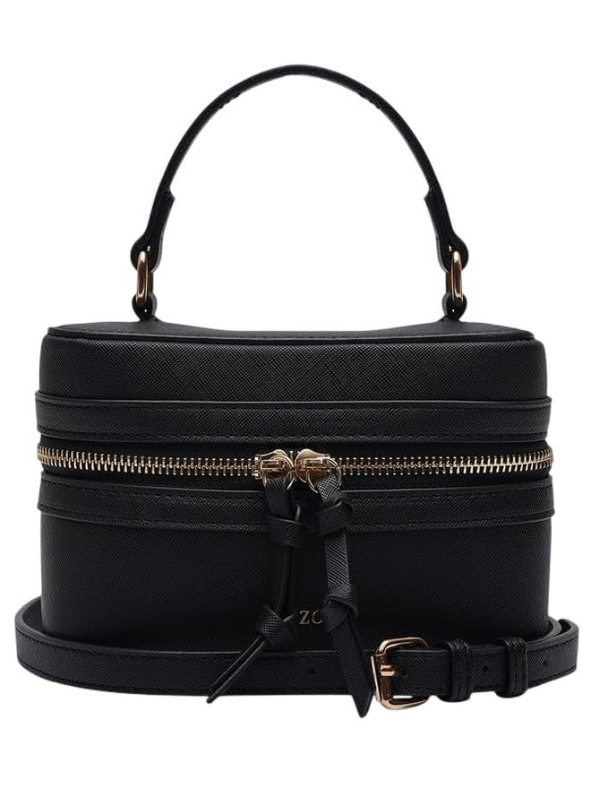 Kazo Zuko Sling | Premium Faux Leather Handbag for Women | Modern Vanity-Inspired Box Bag | Black - Image 1