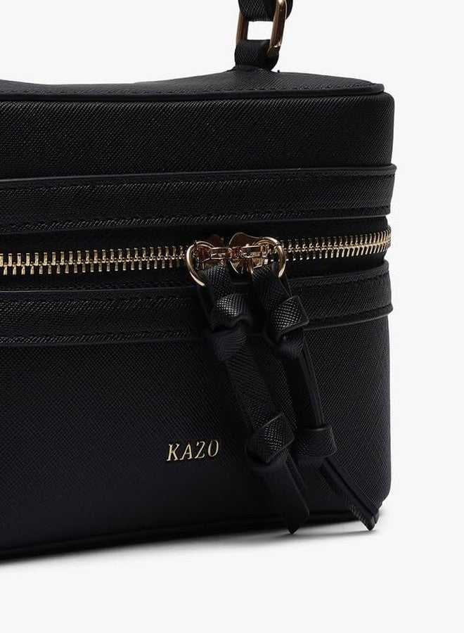 Kazo Zuko Sling | Premium Faux Leather Handbag for Women | Modern Vanity-Inspired Box Bag | Black - Image 4