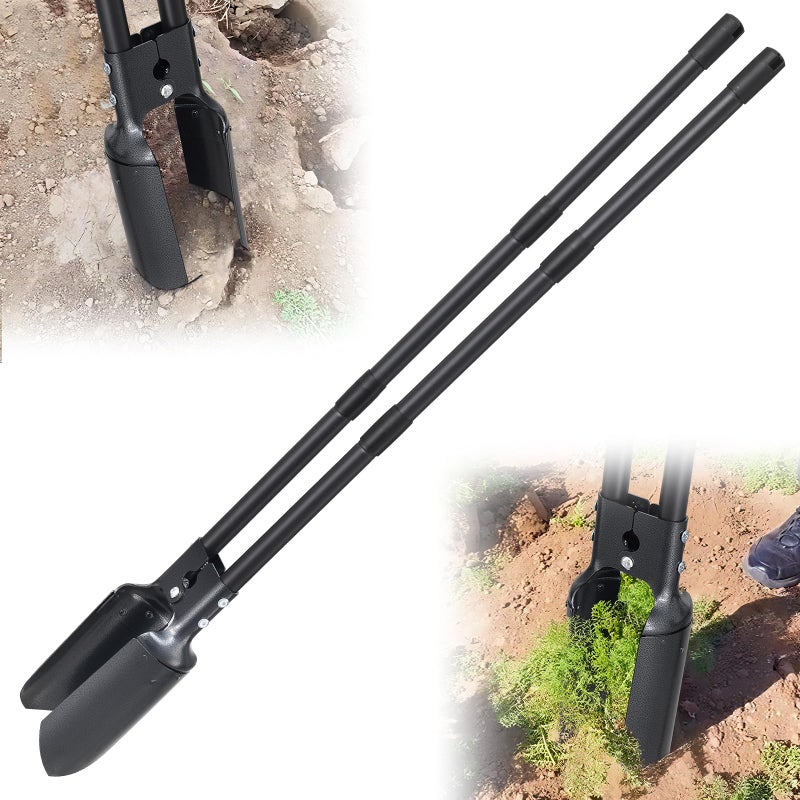 DAKEPOLE Post Hole Digger Tool, Heavy Duty Post Hole Digger with 55 Inch Handle, Dual Sharp Blades for Soil Plugging, Digging, Cultivating, Weeding, Manual Post Hole Digging Tool Garden Shovel - Image 1