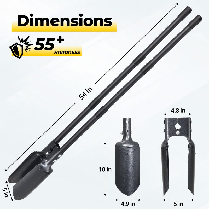 DAKEPOLE Post Hole Digger Tool, Heavy Duty Post Hole Digger with 55 Inch Handle, Dual Sharp Blades for Soil Plugging, Digging, Cultivating, Weeding, Manual Post Hole Digging Tool Garden Shovel - Image 4