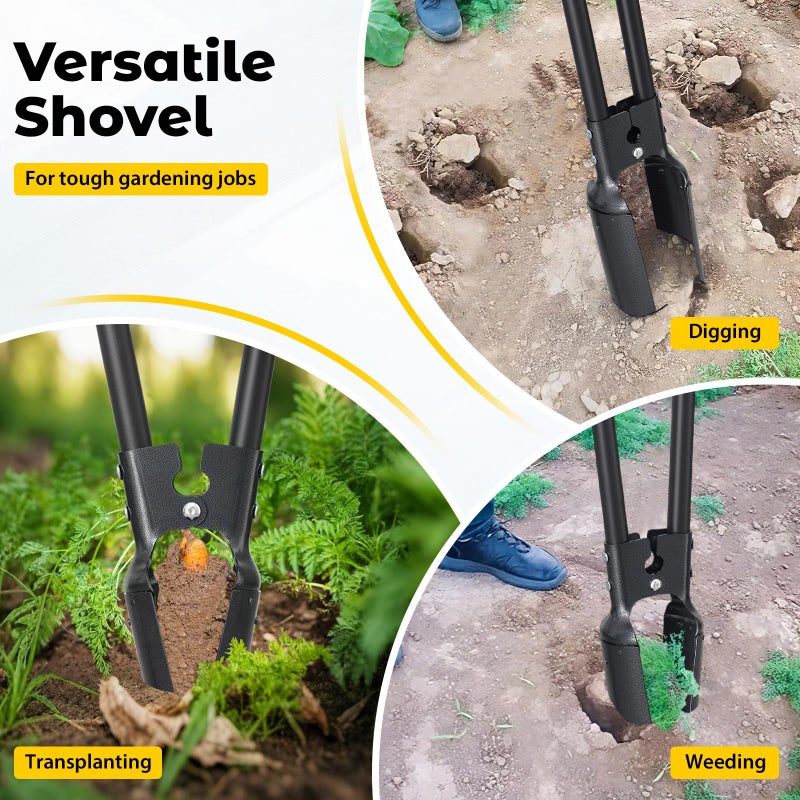 DAKEPOLE Post Hole Digger Tool, Heavy Duty Post Hole Digger with 55 Inch Handle, Dual Sharp Blades for Soil Plugging, Digging, Cultivating, Weeding, Manual Post Hole Digging Tool Garden Shovel - Image 3
