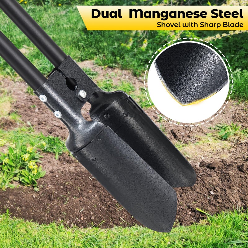 DAKEPOLE Post Hole Digger Tool, Heavy Duty Post Hole Digger with 55 Inch Handle, Dual Sharp Blades for Soil Plugging, Digging, Cultivating, Weeding, Manual Post Hole Digging Tool Garden Shovel - Image 2
