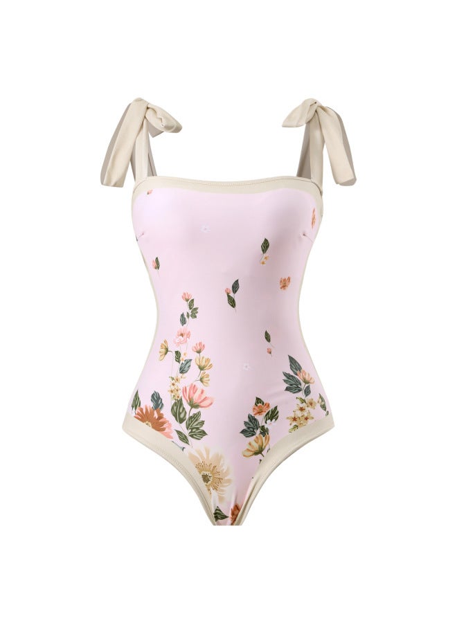 Loquat 2024 European And American Conjoined Conservative Belly-covered Beach Hot Spring Swimsuit Two-piece French Retro Conjoined Bikini-Color:Yellow Double-sided Bikini- - Image 2