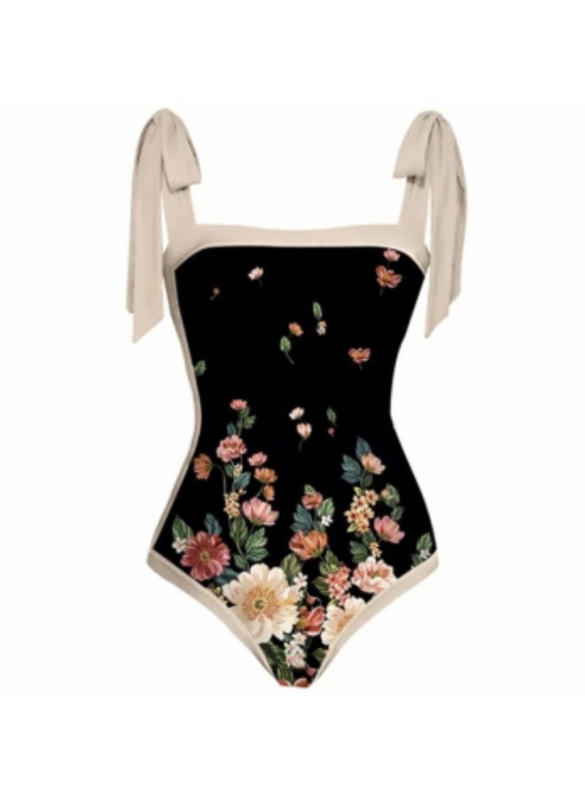 Loquat 2024 European And American Conjoined Conservative Belly-covered Beach Hot Spring Swimsuit Two-piece French Retro Conjoined Bikini-Color:Yellow Double-sided Bikini- - Image 3