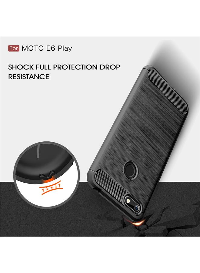 اس-توب جراب لهاتف Motorola Moto E6 Play مصنوع من ألياف الكربون TPU بتصميم ناعم الملمس - Image 3