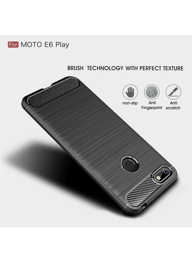 اس-توب جراب لهاتف Motorola Moto E6 Play مصنوع من ألياف الكربون TPU بتصميم ناعم الملمس - Image 2
