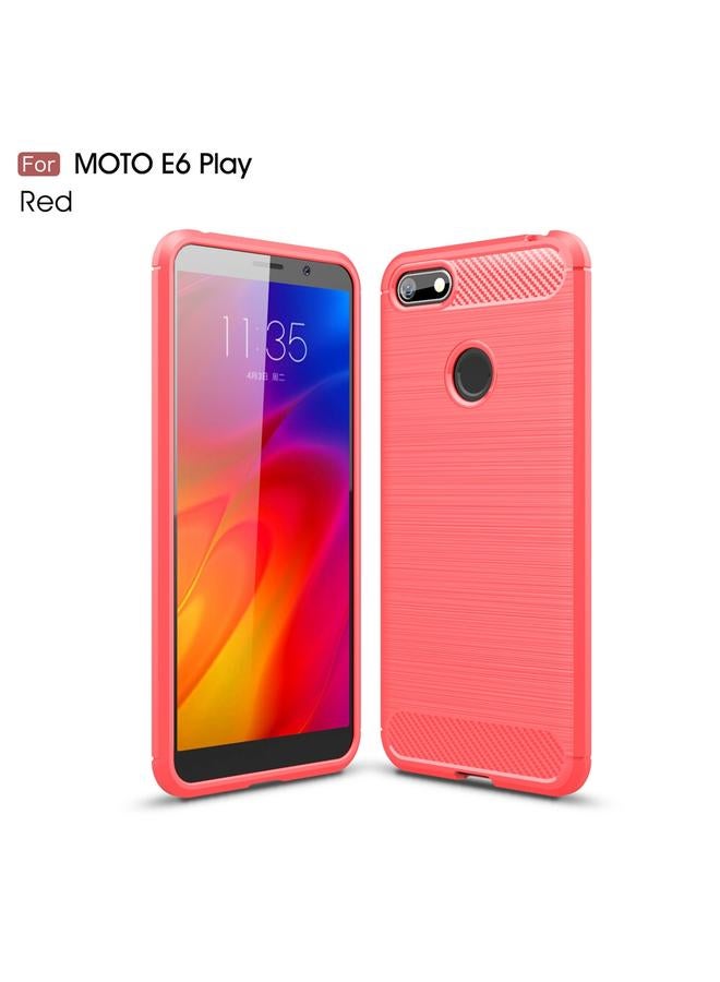اس-توب جراب لهاتف Motorola Moto E6 Play مصنوع من ألياف الكربون TPU بتصميم ناعم الملمس - Image 1
