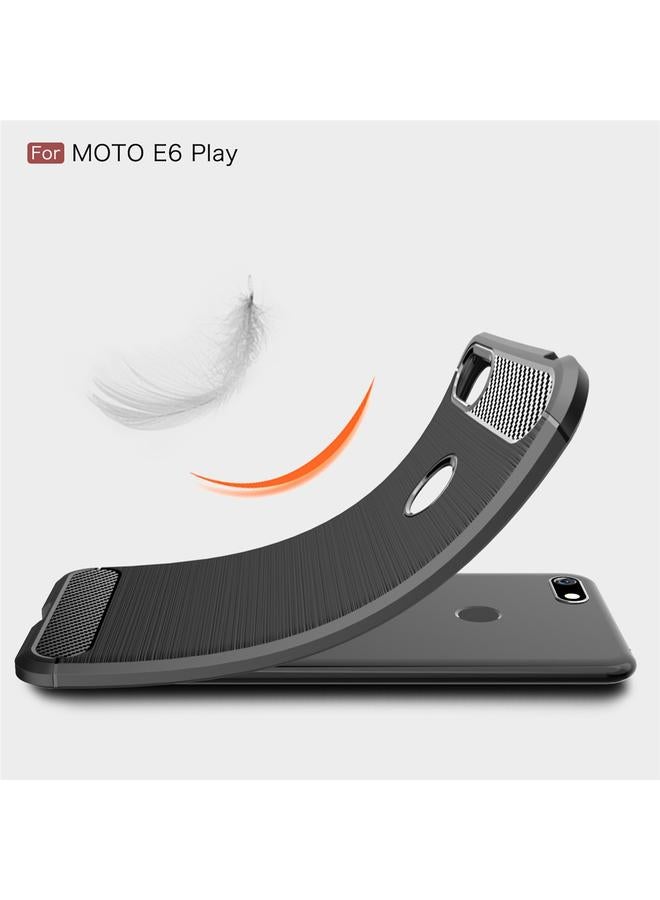 اس-توب جراب لهاتف Motorola Moto E6 Play مصنوع من ألياف الكربون TPU بتصميم ناعم الملمس - Image 4