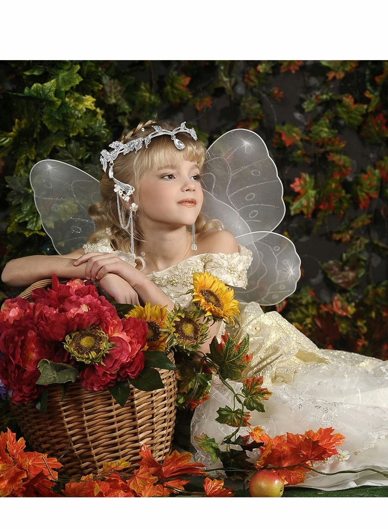 Excefore Rhinestone Fairy Leaf Headband Elf Ear Cuffs Crown Earring Accessory for Cosplay Pageant Wedding Prom - Image 3