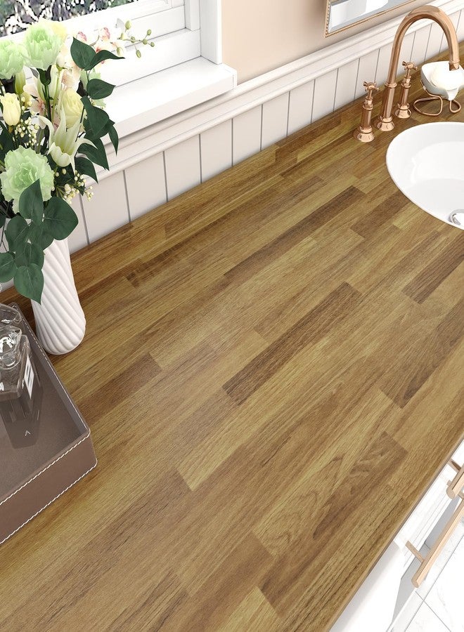 Wallercity Light Brown Butcher Block Contact Paper Vinyl Waterproof Wood Countertop Peel and Stick Faux Wood Wallpaper Removable Woodgrain Contact Paper for Bathroom Kitchen Counter Top 15.8''x78.7'' - Image 4