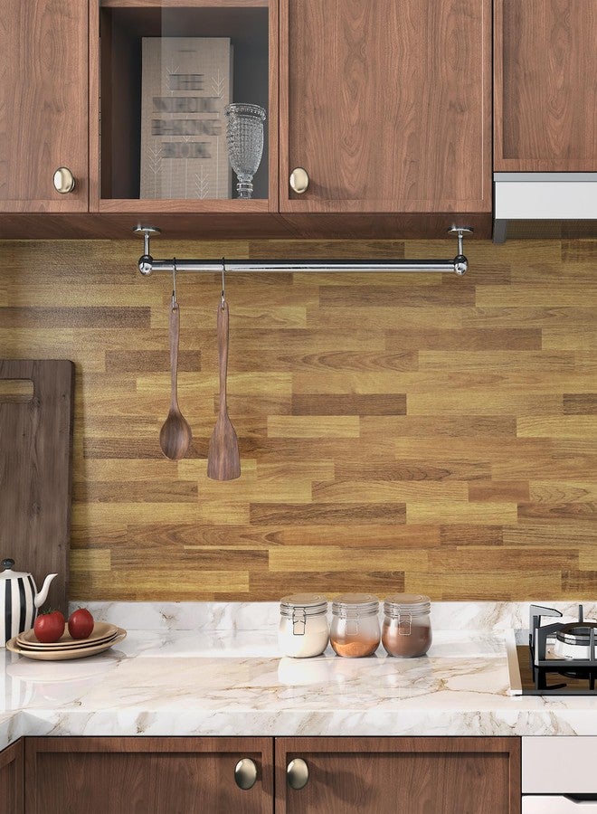 Wallercity Light Brown Butcher Block Contact Paper Vinyl Waterproof Wood Countertop Peel and Stick Faux Wood Wallpaper Removable Woodgrain Contact Paper for Bathroom Kitchen Counter Top 15.8''x78.7'' - Image 2