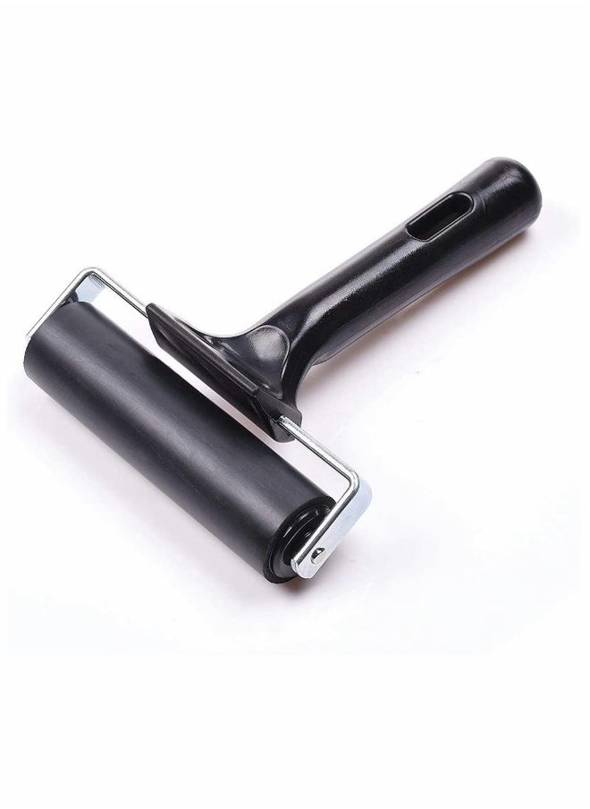 Generic Heavy Duty Rubber Brayer Roller for Printmaking Crafting and Stamping 4 Inch Ink Roller Tool with Steel Frame  - Image 1