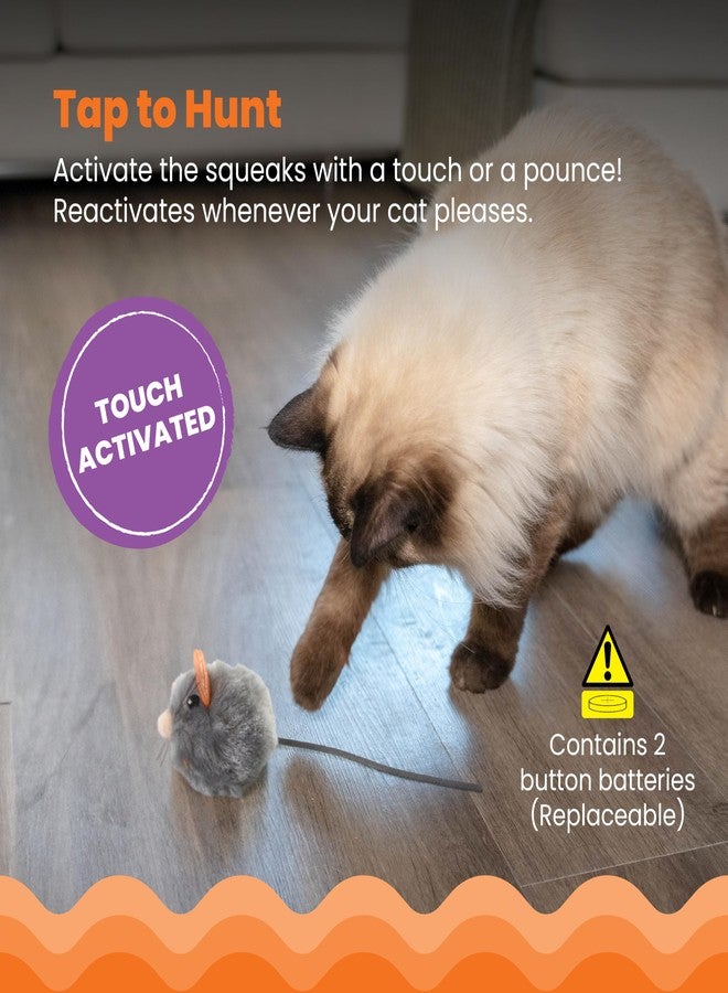 Catstages Squeak Squeak Mouse Cat Toy with Touch-Activated Sound & Catnip, Gray - Image 4