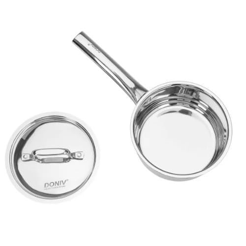 DONIV DONIV Majestic Sandwich Bottom Stainless Steel Sauce Pan 14 cm 1 LTR Capacity Induction Friendly Even Heat Distribution Tea Pan with Steel Lid ISI Certified 5 Years Warranty Pack of 1 - Image 4