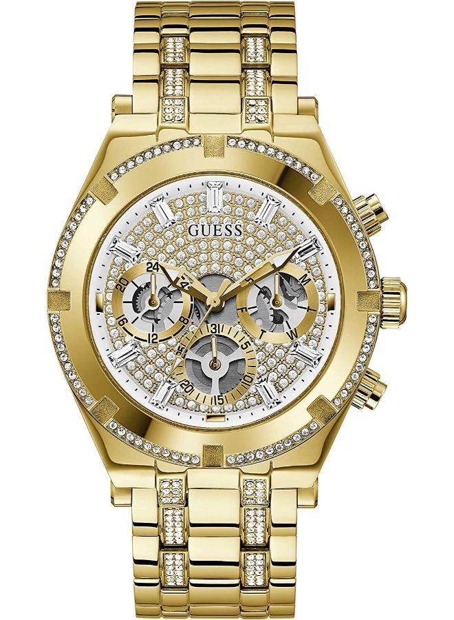 GUESS GUESS Mens Sport Multifunction 44mm Watch – Gold-Tone Stainless Steel Case with Crystal Dial & Bracelet, Gold-Tone, ONE  - Image 1