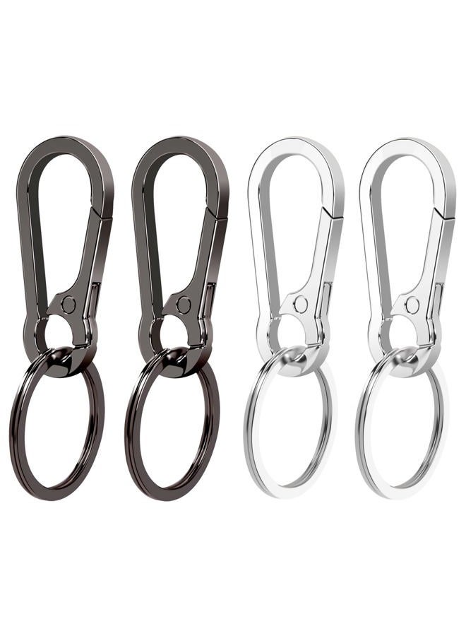 PIGORY 4Pcs Keychain for Car Keys, Metal Key Chain Carabiner for Keys, Key Chain Holder Clip Key Organizer Key Ring, 4pcs Black & Silver, S - Image 1