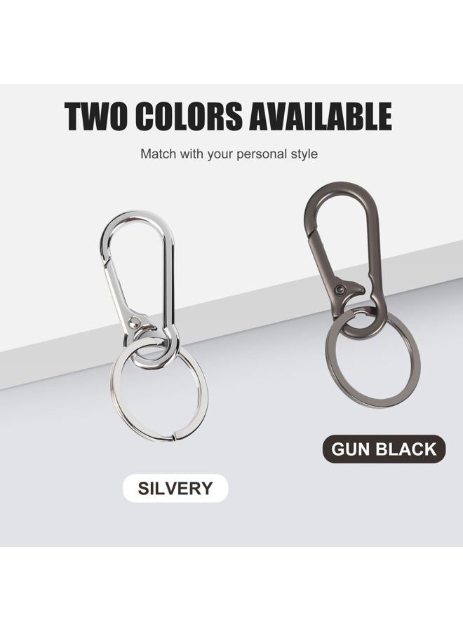 PIGORY 4Pcs Keychain for Car Keys, Metal Key Chain Carabiner for Keys, Key Chain Holder Clip Key Organizer Key Ring, 4pcs Black & Silver, S - Image 4