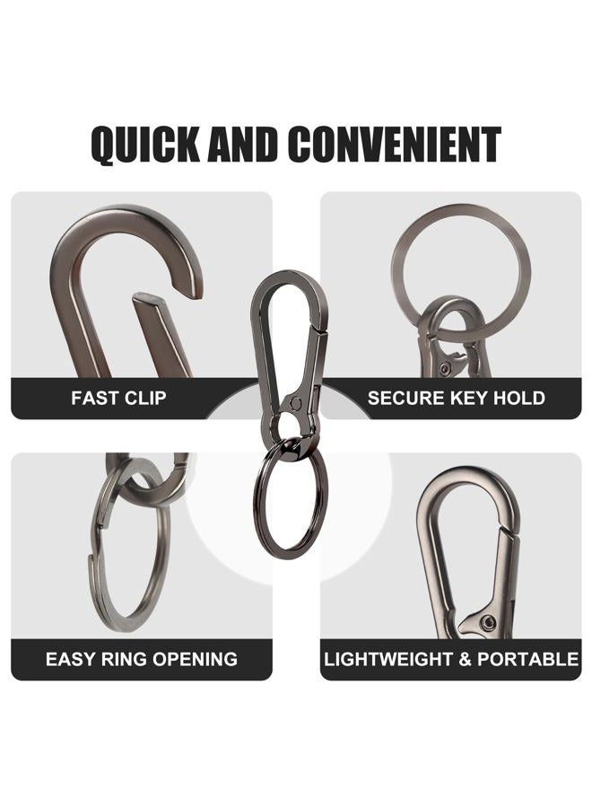 PIGORY 4Pcs Keychain for Car Keys, Metal Key Chain Carabiner for Keys, Key Chain Holder Clip Key Organizer Key Ring, 4pcs Black & Silver, S - Image 3