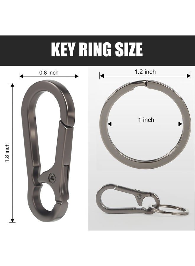 PIGORY 4Pcs Keychain for Car Keys, Metal Key Chain Carabiner for Keys, Key Chain Holder Clip Key Organizer Key Ring, 4pcs Black & Silver, S - Image 2