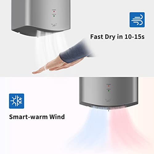 AIKE Air Wiper Compact Hand Dryer 110V 1400W Silver (with 2 Pin Plug) Model AK2630 - Image 2