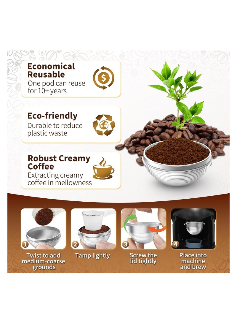 كابتن تيك Stainless Steel Refillable Coffee Pods Refillable Stainless Steel Coffee Capsule Compatible for Nespresso Vertuoline Reusable pods Nespresso Vertuo Plus Machines 70ml - Image 3