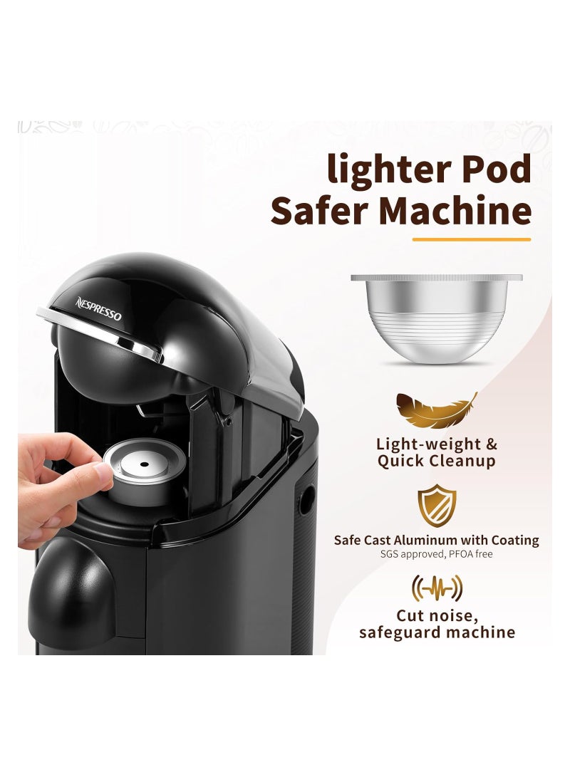 كابتن تيك Stainless Steel Refillable Coffee Pods Refillable Stainless Steel Coffee Capsule Compatible for Nespresso Vertuoline Reusable pods Nespresso Vertuo Plus Machines 70ml - Image 2