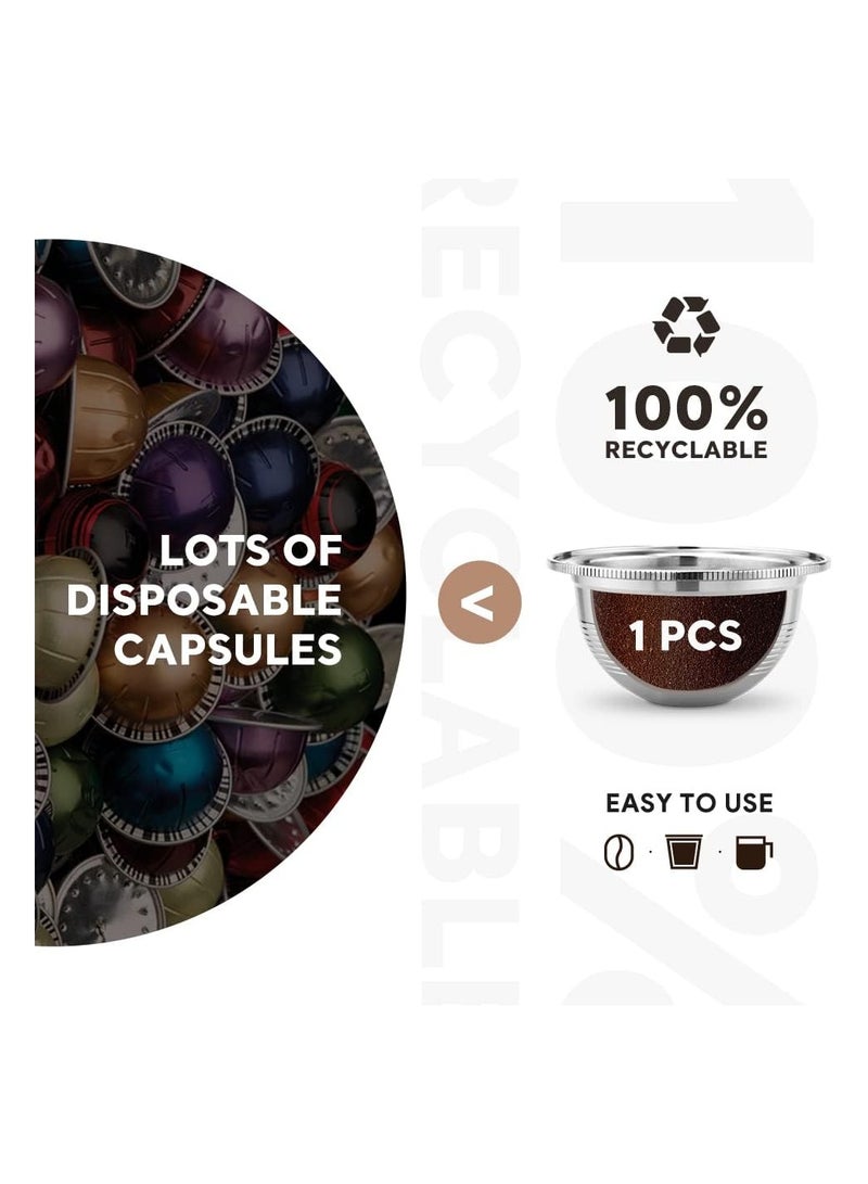 كابتن تيك Stainless Steel Refillable Coffee Pods Refillable Stainless Steel Coffee Capsule Compatible for Nespresso Vertuoline Reusable pods Nespresso Vertuo Plus Machines 70ml - Image 5