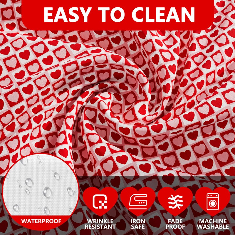 Siilues Valentines Tablecloth Rectangle 60x84 Inch, Washable Red Pink Love Heart Valentines Day Tablecloth Waterproof Scalloped Edge Dining Table Cloth Sweet Home Party Decorations - Image 4