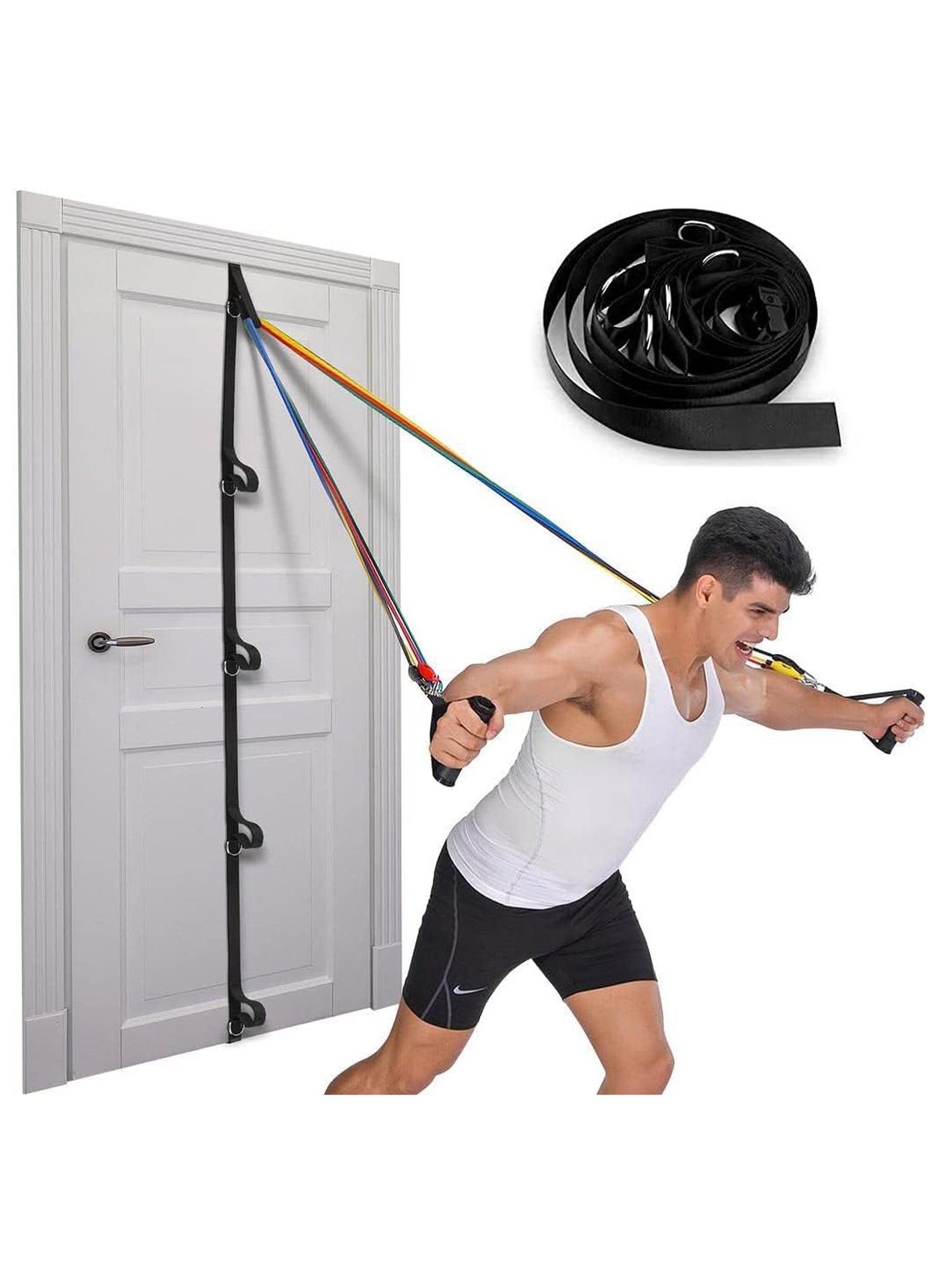 Goodern Door Anchor Strap for Resistance Bands,Workout Resistance Band Door Anchor Portable Easy Assemble Secure Multi Point Anchor Gym for Home Fitness Heavy Duty Door Anchor(Bands Not Included)