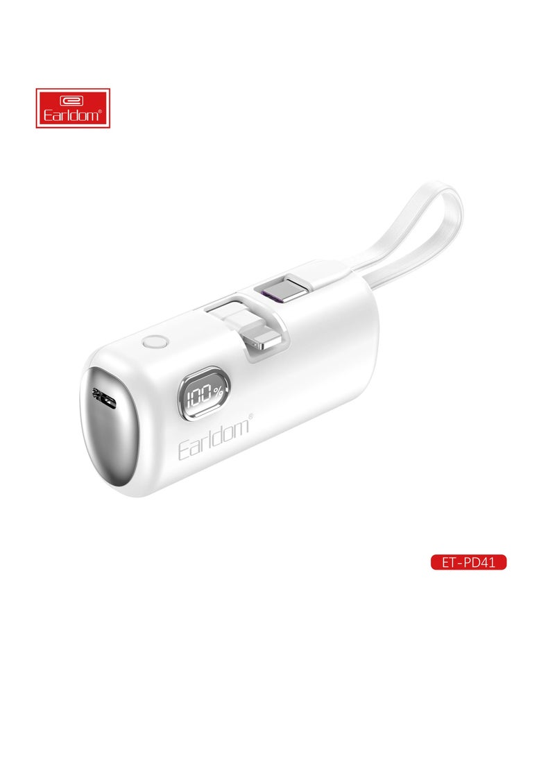 Earldom Pocket Power Bank 5000mAh Fast Charging LED Display 1 Input And 2 Output For Type-c - Image 1