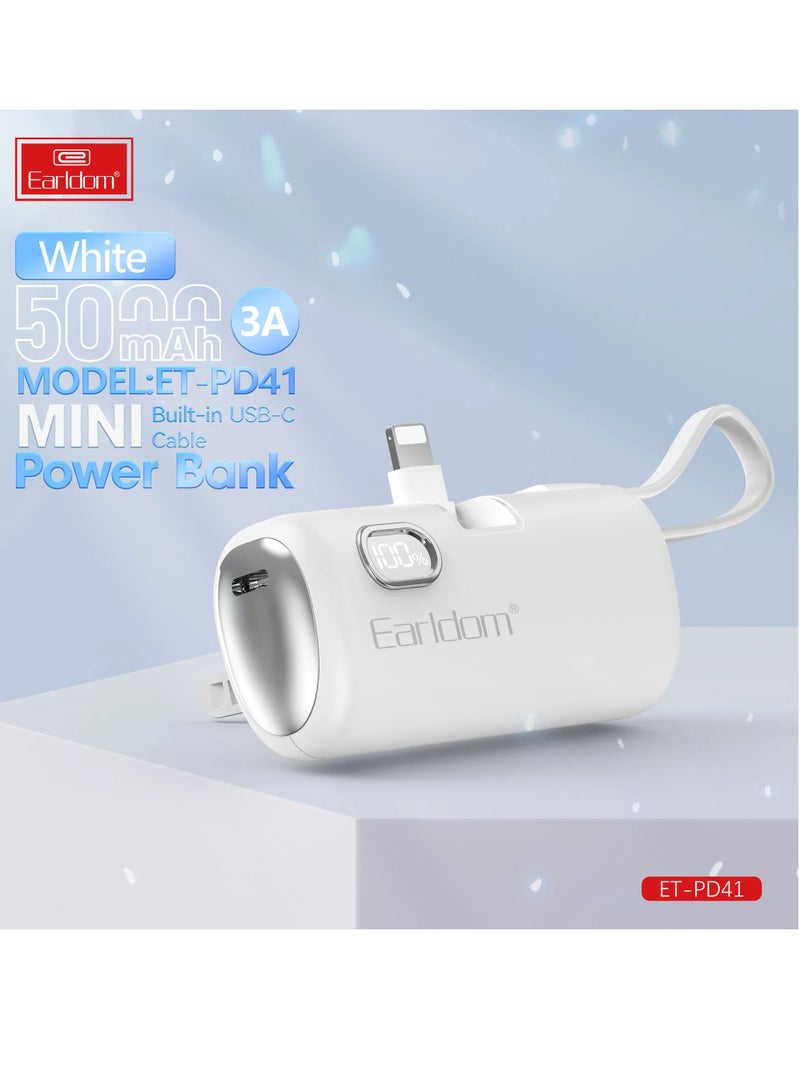 Earldom Pocket Power Bank 5000mAh Fast Charging LED Display 1 Input And 2 Output For Type-c - Image 3