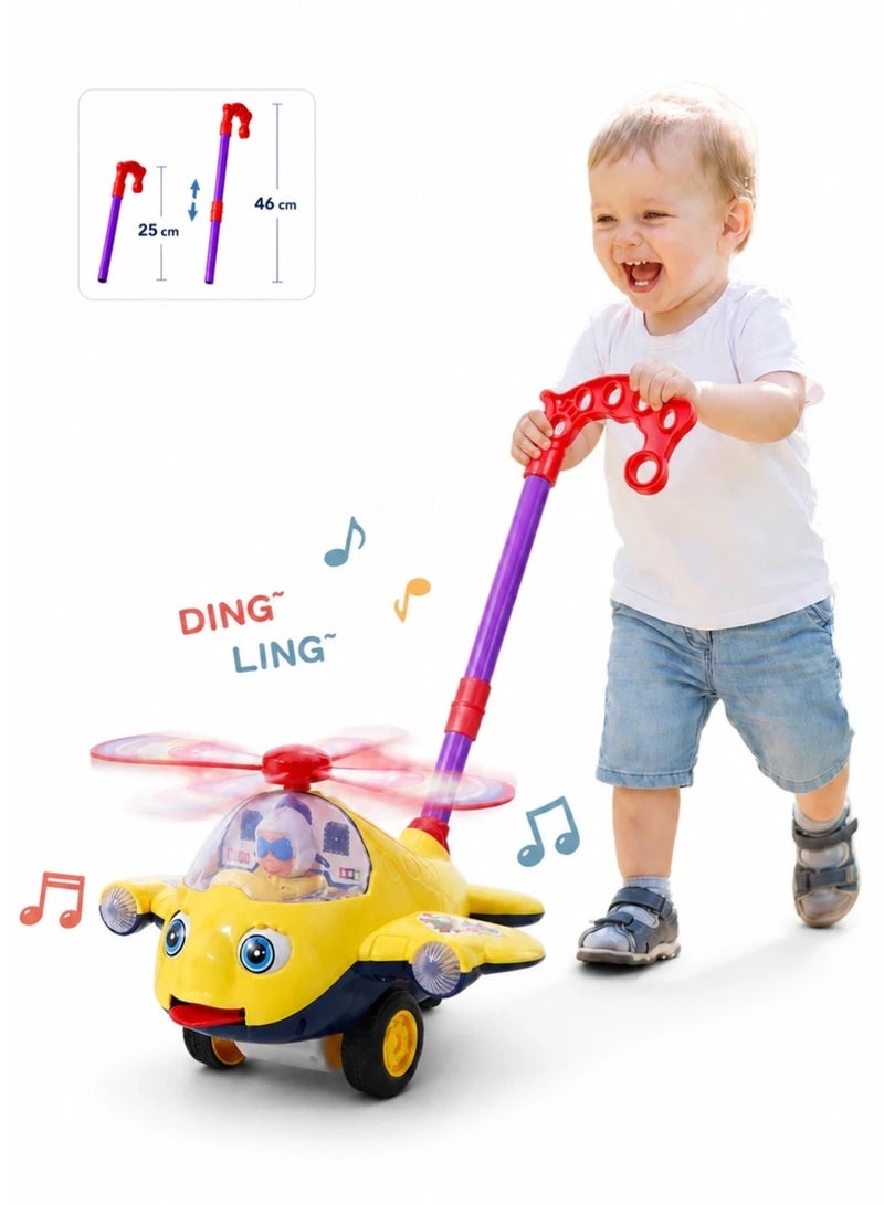 CHU DAI Baby Walker Push Toy, Kids Push Along Airplane Toy With Rotating Propeller, Detachable Handle And Non Slip Wheels, Toddler Learning Walk Toy For Indoor And Outdoor Play - Image 1