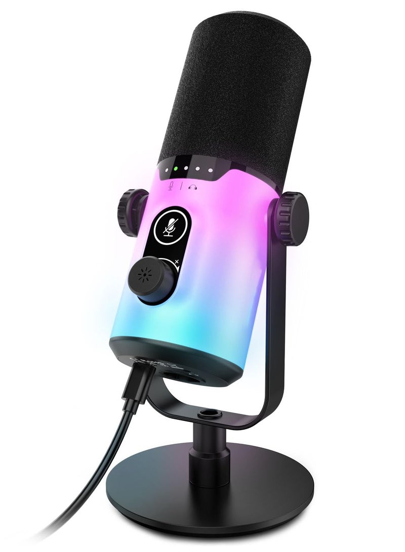 Joshberg Dynamic Gaming Microphone kit USB/XLR Podcast Computer Microphone with Boom arm Stand RGB Light Mute Button Headphone Jack for Gamer Streaming Recording - Image 1