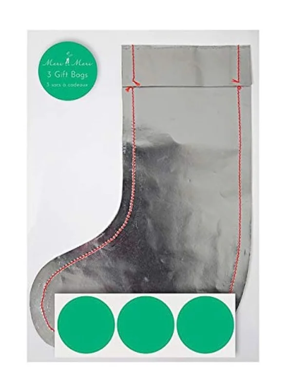 Meri Meri Small Silver Stocking Gift Bags