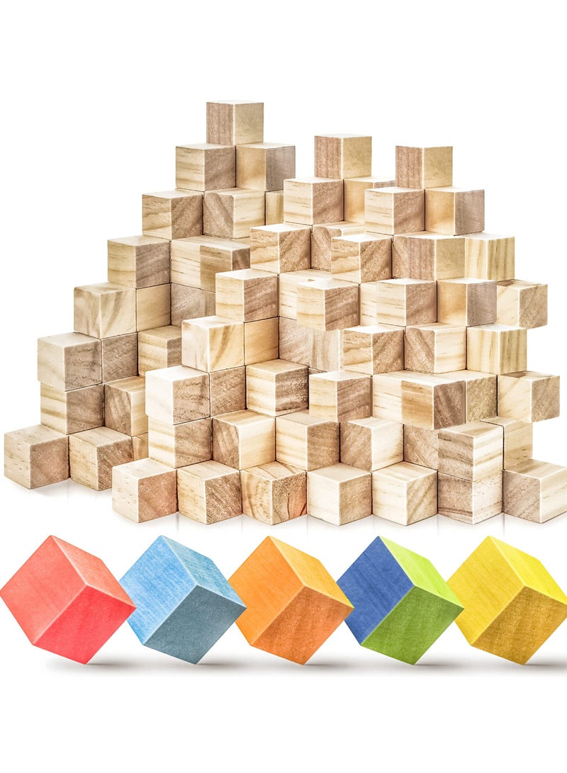 50 Pieces 1 Inch Wooden Cubes, Solid Wooden Blocks, Blank Wood Square Blocks , Puzzle Making Premium Natural Solid Wood Wooden Block Set for Painting Decorating Crafting DIY Projects  - Image 2