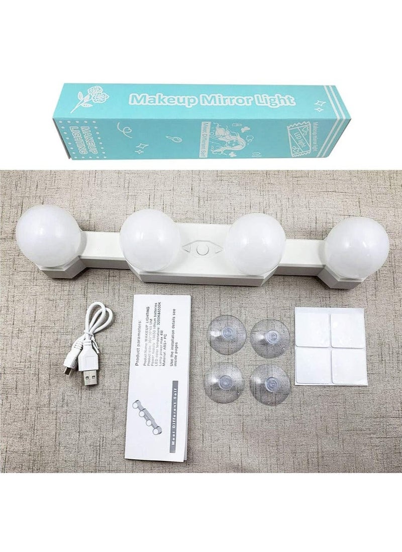Generic - Makeup Lights, Cordless Portable, LED Vanity Mirror Light Kit Hollywood Style, USB Rechargeable, 4 Dimmable Bulbs Multifunction Fill Lights Battery Powered for Dressing Table/Bathroom - Image 1